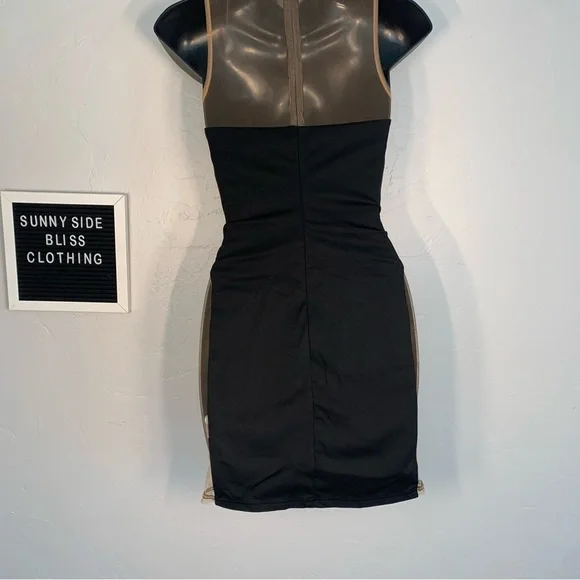 Fashion Nova Black Mesh Bodycon Mini Dress Sheer Panel Stretch Size Small - Picture 8 of 10